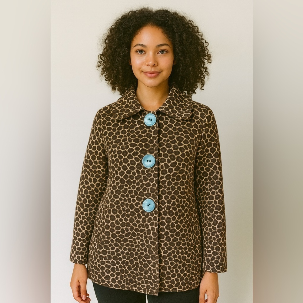 Vintage Y2K 3 Sisters textured cheetah short Pea Coat S